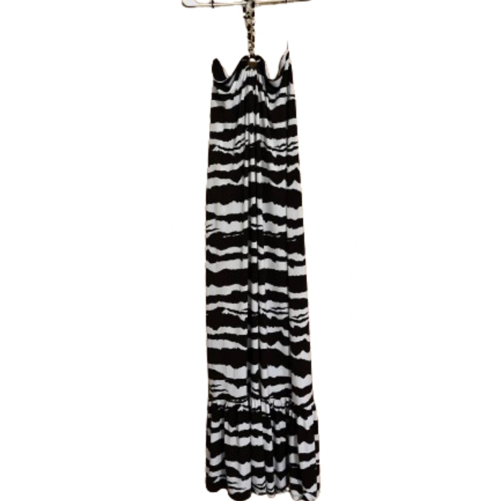 Michael Kors Women's Zebra Print Keyhole Halter Maxi Summer Dress Sz-XL